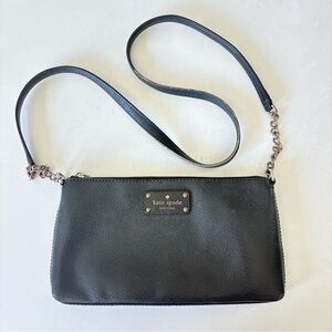 Kate Spade Black Cow Leather Crossbody Bag Shoulder Purse 11”x6”